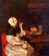 Gerard Ter Borch Woman Drinking with a Sleeping Soldier oil painting picture wholesale